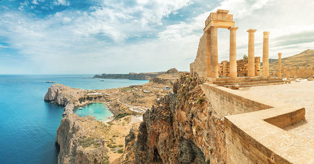 Acropolis of Lindos. Ancient architecture of Greece. Travel destinations of Rhodes island Acropolis of Lindos. Ancient architecture of Greece. Travel destinations of Rhodes island